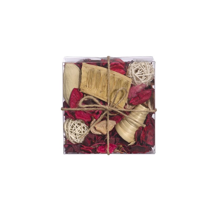 Набор сухоцветов из натуральных материалов с ароматом клубники «Вещицы», короб 13×13×6 см - фото 1909270469