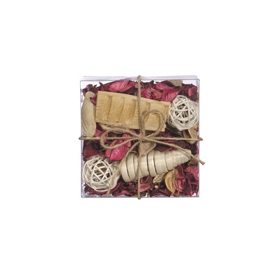 Набор сухоцветов из натуральных материалов с ароматом розы «Вещицы», короб 13×13×6 см