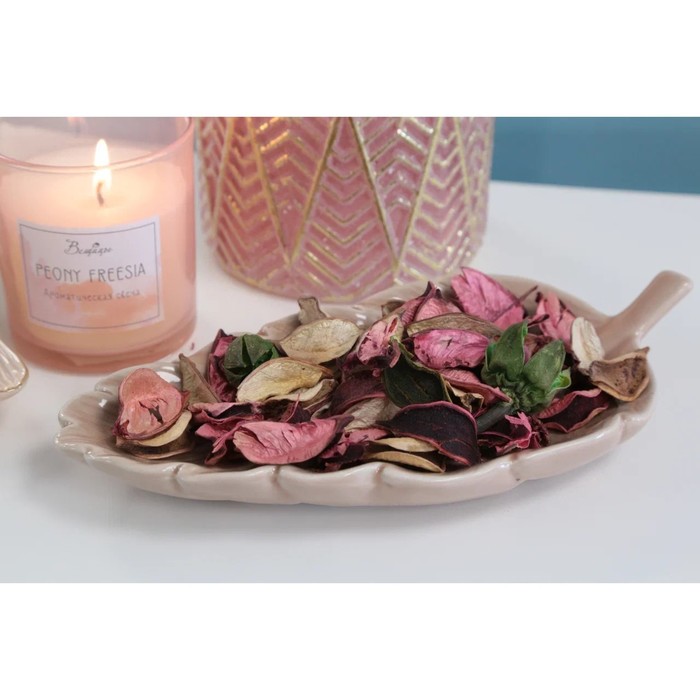 Набор сухоцветов из натуральных материалов с ароматом розы «Вещицы», короб 13×13×6 см - фото 1919663419