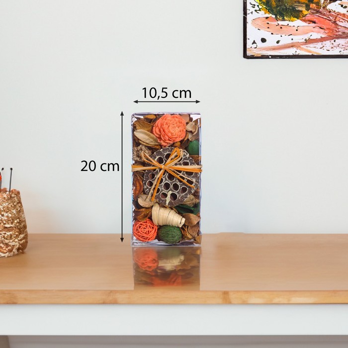 Набор сухоцветов из натуральных материалов с ароматом апельсина «Вещицы», короб 20×10,5×6 см - фото 1909270480