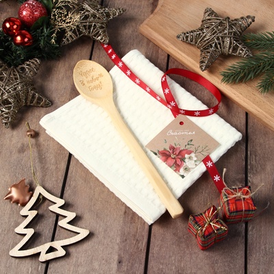 Новогодний подарочный набор «Доляна. Чудес в новом году»: белое полотенце 35×60 см, хлопок 100%, вафля 220 г/м²