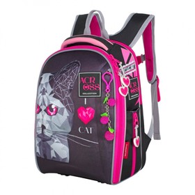 Рюкзак каркасный 35 х 26 х 14 см, наполнение:мешок, Across 490, серый/розовый 23-490-13