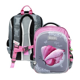 Рюкзак школьный 37 х 28 х 13 см, Across 557, серый/розовый CS23-557-8