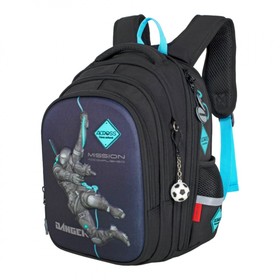 Рюкзак школьный 40 х 33 х 15 см, эргономичная спинка, Across 410, чёрный/синий ACR23-410-3