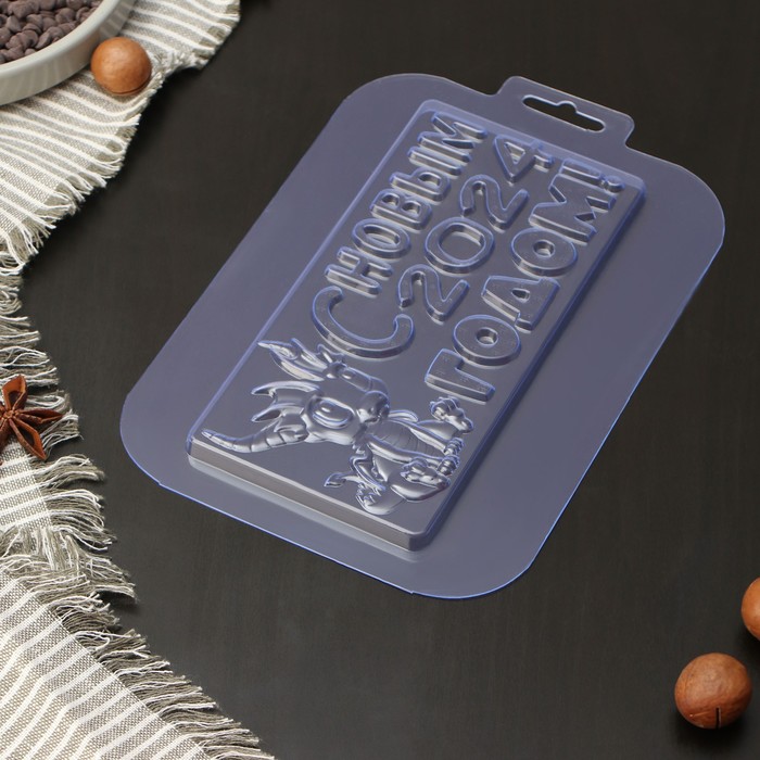 Форма для шоколада и конфет «Дракончик 2024», размеры изделия 170×85×9,5 мм, цвет прозрачный