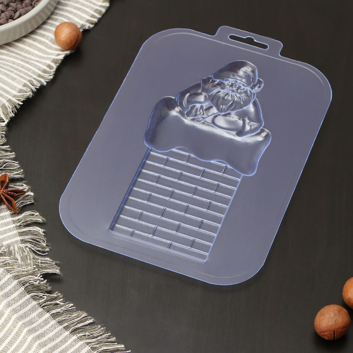 Форма для шоколада и конфет «Санта на трубе», размеры изделия 170×83×10 мм, цвет прозрачный