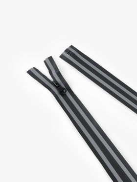 Молния «Спираль», №5, разъёмная, водонепроницаемая, со светоотражающей лентой, замок автомат, 120 см, чёрная, серая (комплект 10 шт)