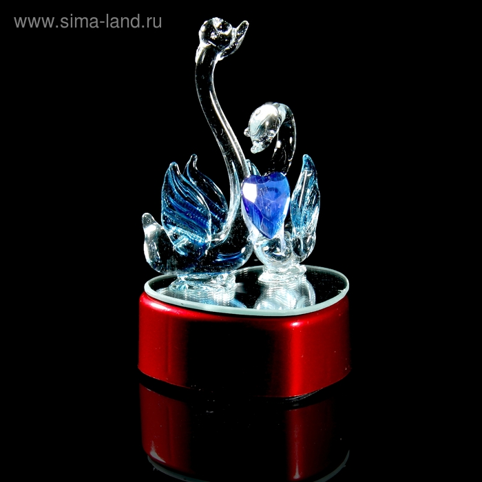Сувенир световой стекло "Два лебедя с сердцем" 10х6х6см - Фото 1