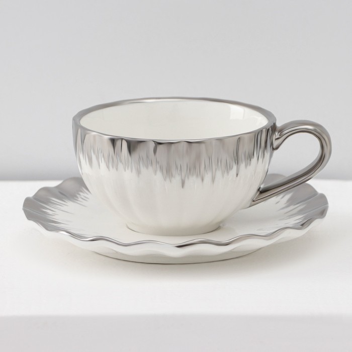 Сервиз керамический чайный «Снежная лавина», 12 предметов: 6 кружек 80 мл, 6 блюдец d=11,2 см, цвет МИКС - фото 1894600552