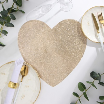Салфетка сервировочная «Доляна. Сердце», золото, d=38 см