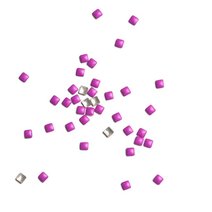 Стразы металлические, квадратные, 2х2, фиолетовый, 50 шт - Фото 1