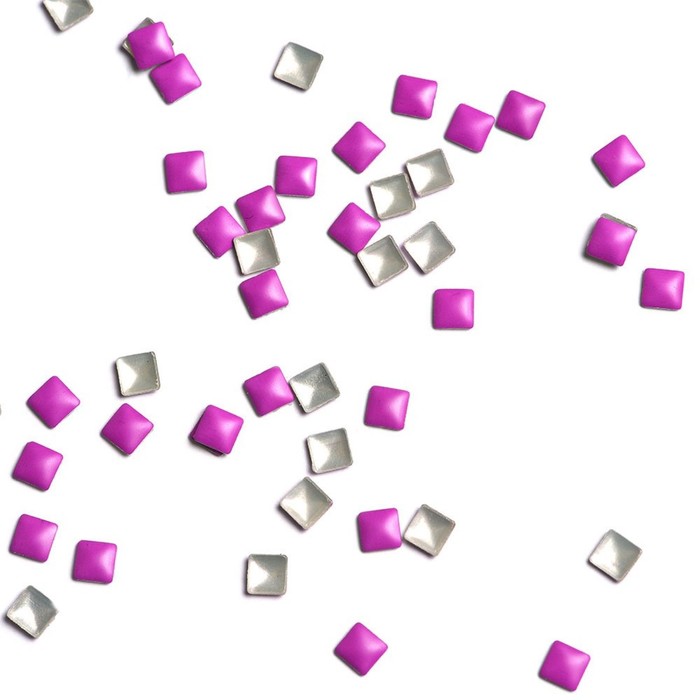 Стразы металлические квадратные, 3х3, фиолетовый, 50 шт - Фото 1
