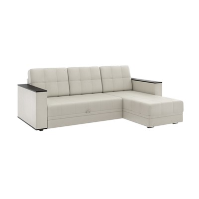 Диван угловой «Атлант», с подлокотниками ЛДСП, экокожа, цвет бежевый