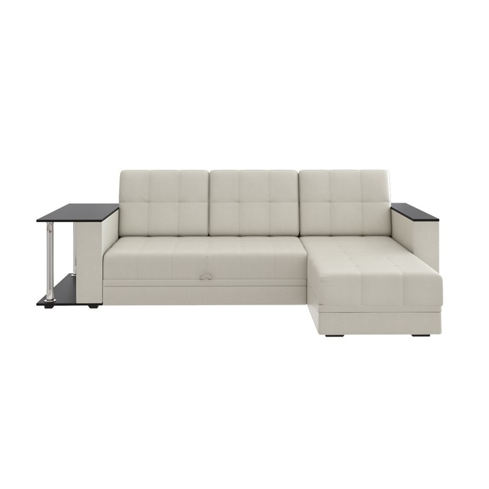 Диван угловой «Атлант», со столиком ЛДСП, экокожа, цвет бежевый - Фото 1