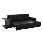Диван угловой «Атлант», со столиком ЛДСП, экокожа, цвет чёрный - Фото 6
