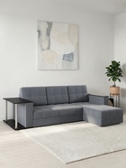 Диван угловой «Атлант», со столиком ЛДСП, рогожка, цвет серый - Фото 4