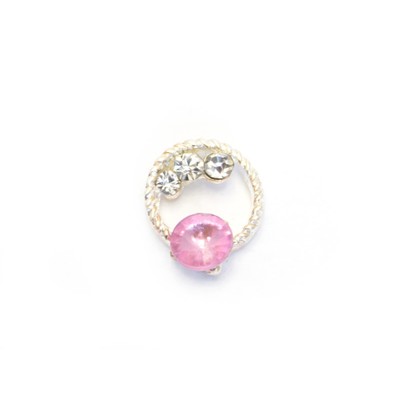 Металлическая фурнитура POLE «Кольцо», с розовым камнем, 4 шт