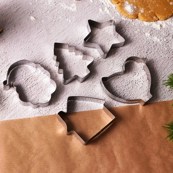 Набор форм для печенья «Новогодние сладости», металл, 10 шт
