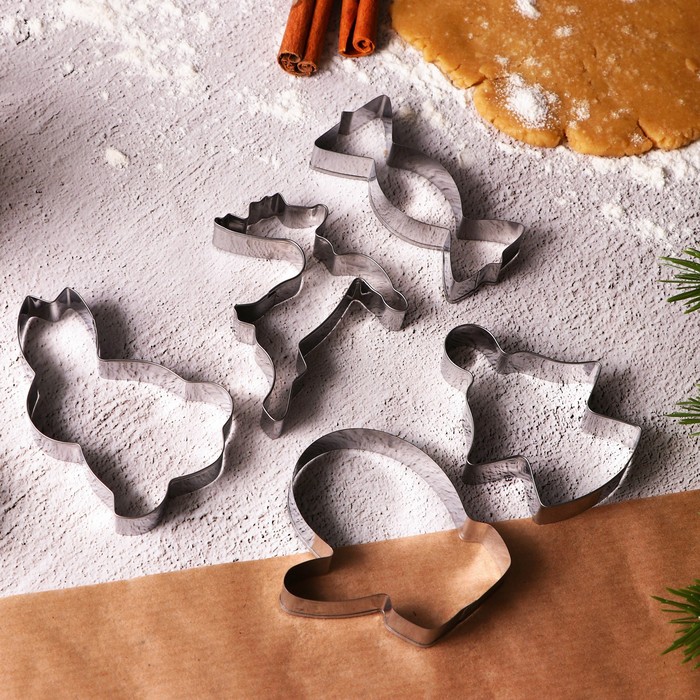 Набор форм для печенья «Новогодние сладости», металл, 10 шт