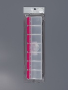 Органайзер для хранения мелочей, 7 ячеек, с кнопками, 22×5×2.5 см, розовый, прозрачный - Фото 5
