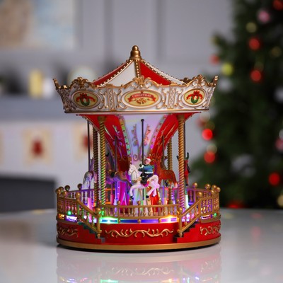 Светодиодная фигура «Красная карусель» 23×28×23 см, полистоун, от батареек АА×3, USB, свечение мульти