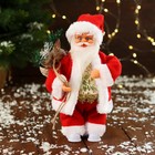 Дед Мороз "В узорчатом жилете, с подарками" двигается, с подсветкой, 24 см, красный - фото 3091852