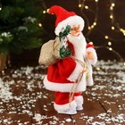 Дед Мороз "В узорчатом жилете, с подарками" двигается, с подсветкой, 24 см, красный - фото 3907374