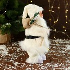 Дед Мороз "В меховом костюме, с фонариком" двигается, с подсветкой, 28 см, белый - Фото 2