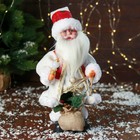 Дед Мороз "С мешком подарков и фонариком" двигается, с подсветкой, 31 см, красно-белый - фото 285473507