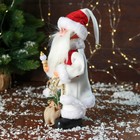 Дед Мороз "С мешком подарков и фонариком" двигается, с подсветкой, 31 см, красно-белый - Фото 4