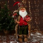Дед Мороз "В вязаном жилете, с подарками" 60 см, красный - фото 2140078