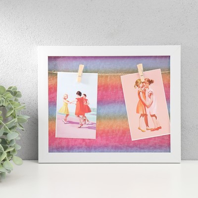 Фоторамка - коллаж на 2 фото «Закат», с прищепками, белый, 27.7×23 см