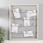 Фоторамка пластик на 5 фото "Веселые завитки" с прищепками, белый 50х40 см - фото 24414071