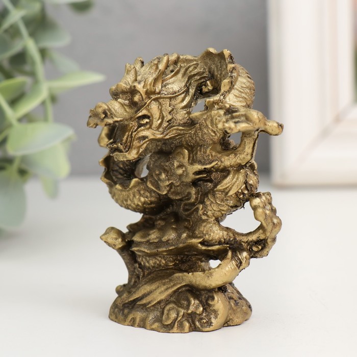 Нэцкэ фигурка полистоун под бронзу «Дракон. Активация», 3.5×6×8 см - Фото 1