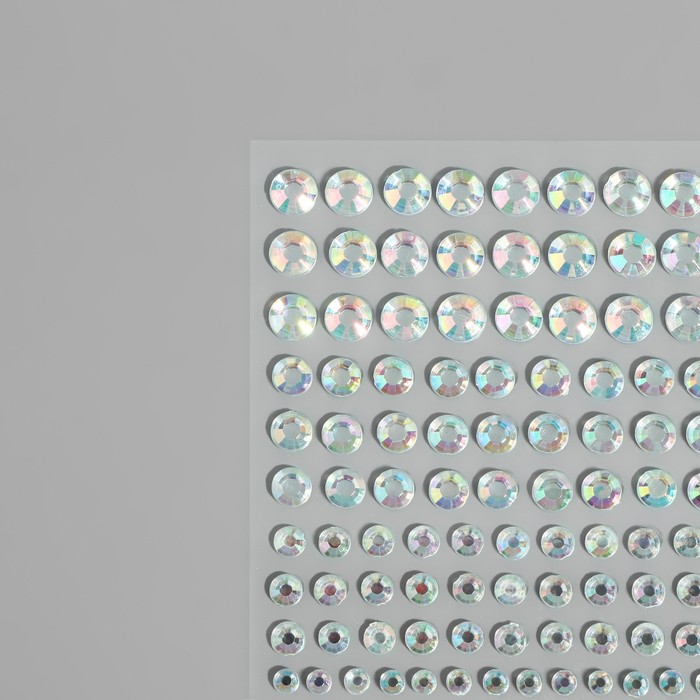 Стразы самоклеящиеся, с голографией, d = 3/4/5/6 мм, 165 шт на листе на листе