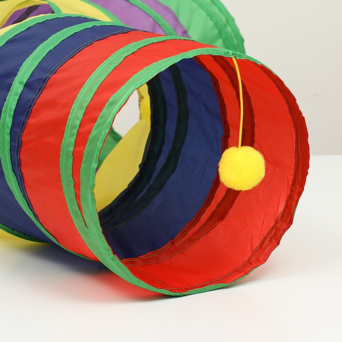 Туннель для кошек шуршащий "Рогатка", 85 х 25 см, разноцветный