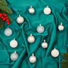 Ёлочные игрушки «Морозная ночь», шары новогодние, d=5 см, набор 12 шт., серебро/белый - Фото 1