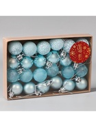 Ёлочные игрушки «Традиция», шары новогодние, d=3 см, набор 24 шт., треск, голубой - Фото 3