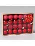 Ёлочные игрушки «Традиция», шары новогодние, d=3 см, набор 24 шт., треск, красный - Фото 3