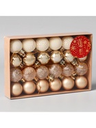 Ёлочные игрушки «Традиция», шары новогодние, d=3 см, набор 24 шт., золотистый/белый - Фото 3