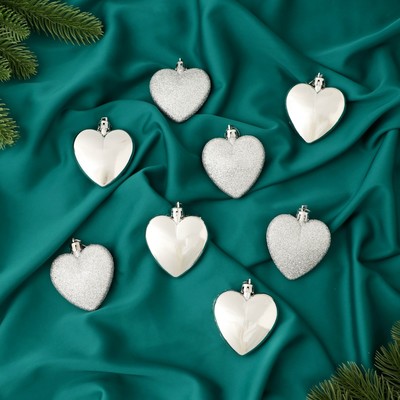 Набор ёлочных игрушек 3 шт. «Зимнее волшебство. Романтика» пластик, 6 см, серебро