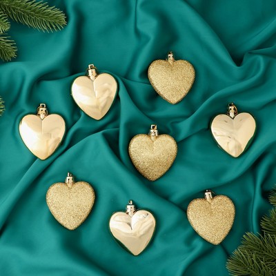 Набор ёлочных игрушек 8 шт. «Зимнее волшебство. Романтика» пластик, 6 см, золото