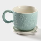 Кружка «Улыбающийся кот», 450 мл, керамика, голубая - Фото 1