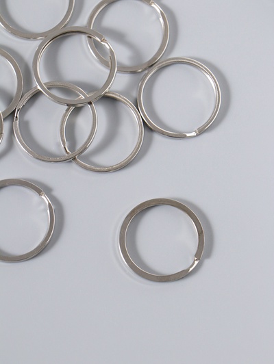 Кольцо для брелока, плоское, d=25 мм, толщина 2 мм, 10 шт., цвет серебряный
