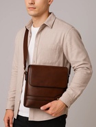 Сумка планшет мужская, на молнии, 2 наружных кармана, 23×4×23.5 см, тёмно-коричневая - Фото 2