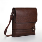 Сумка планшет мужская, на молнии, 2 наружных кармана, 23×4×23.5 см, тёмно-коричневая - Фото 3