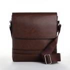 Сумка планшет мужская, на молнии, 2 наружных кармана, 23×4×23.5 см, тёмно-коричневая - Фото 4