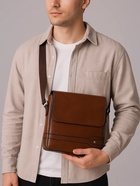 Сумка планшет мужская, на молнии, 2 наружных кармана, 23×4×23.5 см, коричневая - Фото 2