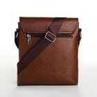Сумка планшет мужская, на молнии, 2 наружных кармана, 23×4×23.5 см, коричневая - Фото 6