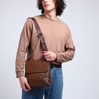 Сумка планшет мужская, на молнии, 2 наружных кармана, 23×4×23.5 см, коричневая - Фото 8